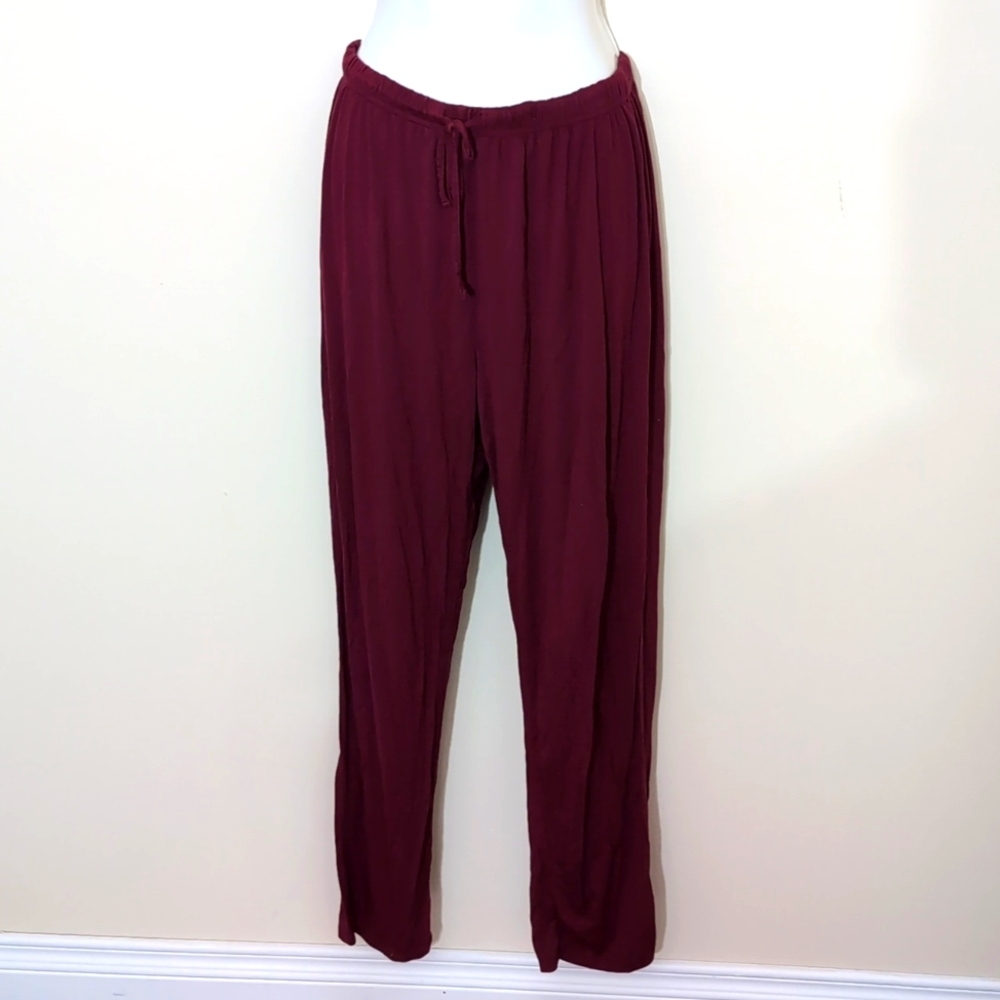 Sioro| Maroon Pyjama Pants Viscose Spandex Blend With Drawstring